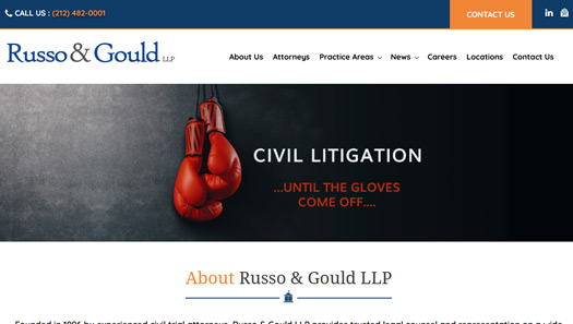 Web Design & content management for New York City law firm Russo Gould